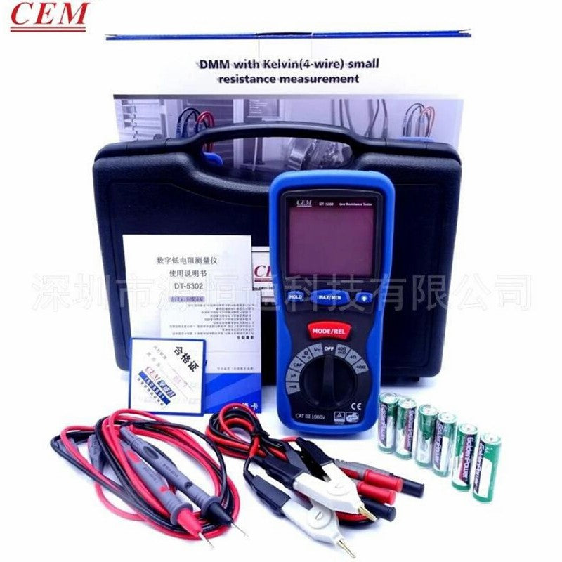 CEM DT-5302 Low Resistance Tester Professional Digital Grounding Resistance Tester Insulation Tester Four-Wire Milliohm Meter CEM DT-5302 Low Resistance Tester Professional Digital Grounding Resistance Tester Insulation Tester Four-Wire Milliohm Meter